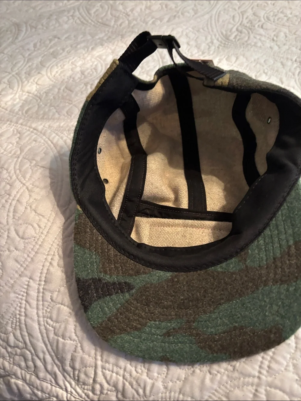 Supreme Mens Camo Five-Panel Cap with Red Logo